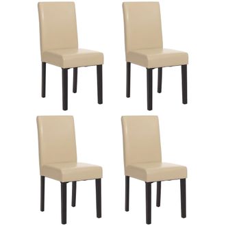 Hhg Hhg - Juego De 4 Sillas De Comedor Silla De Cocina Littau Mvg-certified, Imitaci&oacute;n Cuero, Patas Crema Oscuro