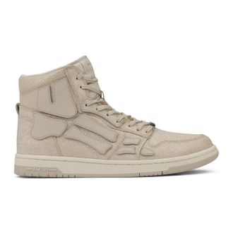 Amiri Beige Crystal Skel Top Hi Sneakers