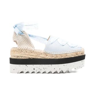 Stella McCartney Schoenen, Dames, Blauw, 37 EU, Katoen, Gaia Platform Espadrilles