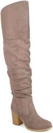 Journee Collection JOURNEE Kaison Ruched Tall Boot - Extra Wide Calf in Taupe at Nordstrom Rack, Size 9.5 Ext Calf