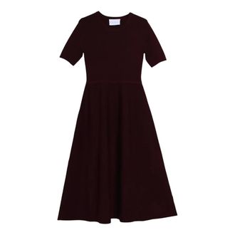 Kaos Kaos, Kleedjes, Dames, Rood, S, Polyester, Split-Waist Knit Midi Dress