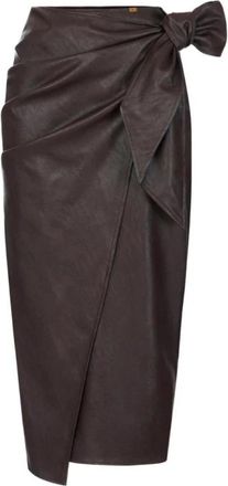 Elisabetta Franchi Rokken - Dames - Leren & Su&egrave;de rokken - Bruin - S - Leer - Rokken