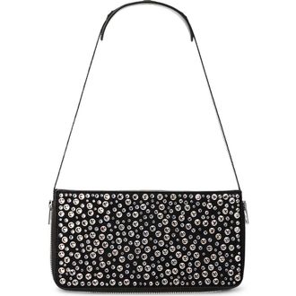 Alexander Wang Siren Pochette Crystal Embellished Leather Shoulder Bag in Black at Nordstrom