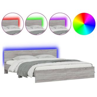 Berkfield Home Bed Frame with LED without Mattress Grey Sonoma 200x200 cm