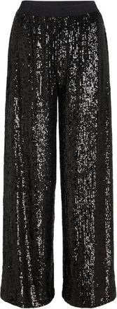 Karl Lagerfeld Wide Trousers, female, Black, Size: M Jersey Fluid Sequin Pants