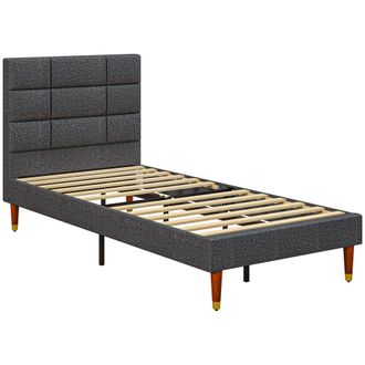 HOMCOM 3ft Upholstered Single Bed Frame W/ Wooden Slat No Box Spring Needed | TJ Hughes