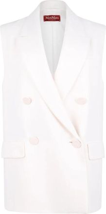 Max Mara Witte Mouwloze Blazer - Dames - Gillet - Wit - S - Wol - Kostuums