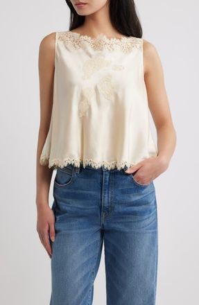D&ocirc;en Valerina Silk Lace Top in Candlelight at Nordstrom, Size X-Large