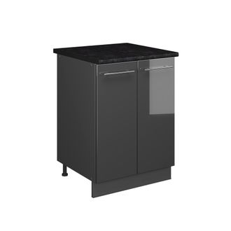 Vicco Mueble Bajo Para Fregadero Fame-line, Antracita Alto Brillo/antracita, 60 Cm, Vicco