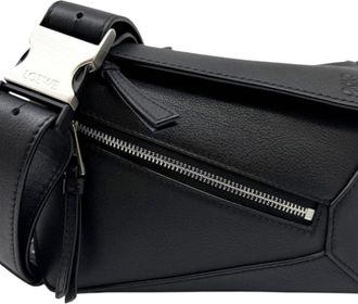Loewe Puzzle Black Leather Fanny Pack Sling Bag (Pre-Owned)