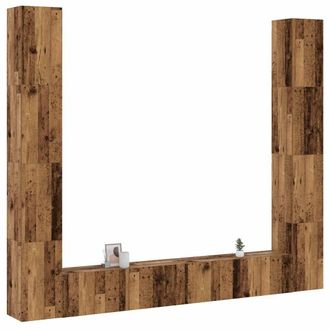 Berkfield Home Wall Mounted TV cabinets 6 pcs Old Wood Engineered Wood in Brown
