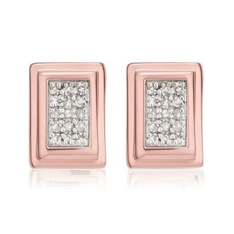 Monica Vinader Rose Gold Baja Deco Stud Diamond Earrings Diamond