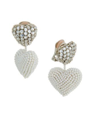 Oscar De La Renta Oscar De La Renta Beaded Crystal Heart Earrings