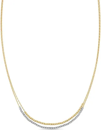 Bony Levy 14K Gold 2-Tone Double Beaded Layered Chain Necklace in 14K White Gold/yellow Gold at Nordstrom, Size 18