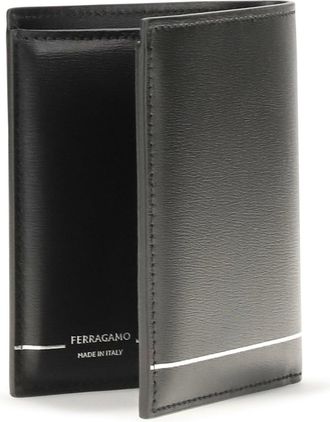Ferragamo Mens Gancini Bifold Wallet Black Calf Leather Bos Taurus
