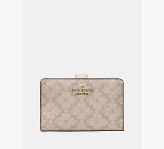 Kate Spade New York Womens Spade Flower Medium Bifold Wallet in Beige | Pvc