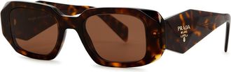 Prada Rectangle-frame Sunglasses Designer-stamped Wide Arms, 100% UV Protection - Brown
