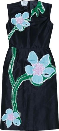 Prada Abito con applicazioni a fiori - Blu