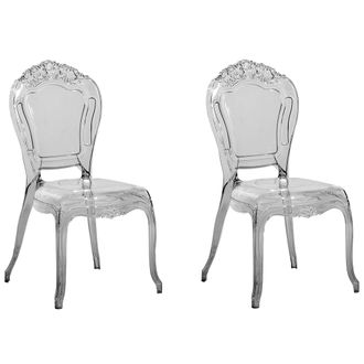Beliani Beliani - Conjunto De 2 Sillas De Comedor Negras De Acr&iacute;lico Con Respaldo S&oacute;lido Sin Reposabrazos Apilables Dise&ntilde;o Vintage Vermont