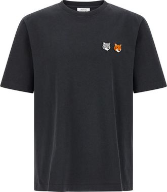 Maison Kitsun&eacute; Dark Grey Double Fox Head T-shirt