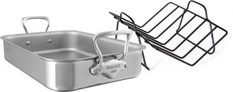 Bloomingdale's MCook 5-Ply Stainless Steel Roasting Pan With Rack and Cast Stainless Steel Handles, 15.7 x 11.8-in