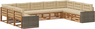 vidaXL Conjunto De Sof&aacute;s De Exterior 9 Uds. Natural Y Beige Vidaxl