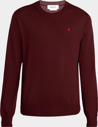 Alexander McQueen Mens Wool Knit Chest-Skull Crewneck Sweater