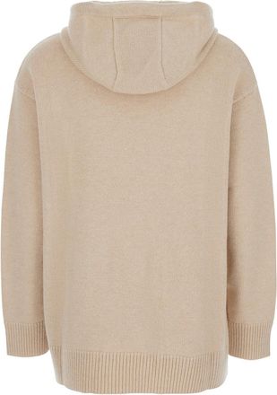 Max Mara Womens Beige Sweater With Drawstring Hood Wool Tops Top