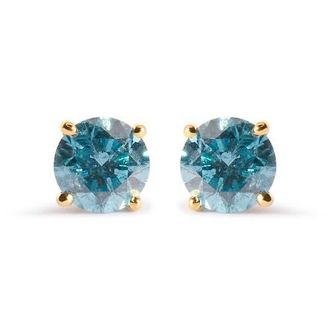 House of Brilliance 14K Yellow Gold 1.0 Cttw Treated Diamond Solitaire Stud Earrings at Nordstrom
