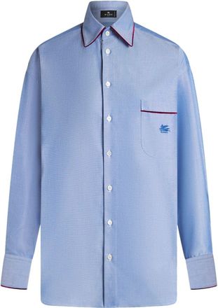 Etro Pegaso-embroidered cotton T-shirt - women - Cotton/Nylon/Polyester - 46 - Blue