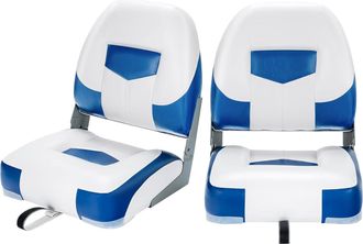 Costway Costway - Set De 2 Asiento De Barco, Sillas Plegables Con Tira De Fijaci&oacute;n Larga, Asiento Ergon&oacute;micos Con Espuma Espesa Y Bisagras Met&aacute;licas Duraderas