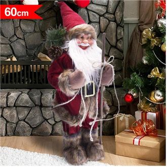 Trade Shop Trade Shop - Babbo Natale Nordico 60cm In Plastica Vestiti In Tessuto Decorazione Natalizia