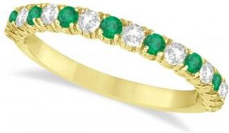 Allurez Emerald & Diamond Wedding Band Anniversary Ring in 14k Yellow Gold (0.75ct)