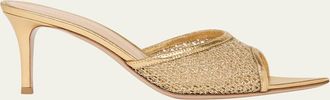 Gianvito Rossi 70mm Sienna Metallic Knit Mule Sandals