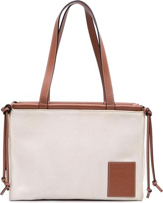 Loewe Pre-owned Womens Small Canvas Cushion Tote - Ivory Textile - One Size