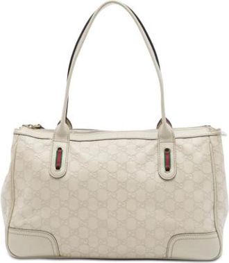 Gucci Pre-owned Princy Tote - Dames - Vintage Schoudertas - Beige - ONE Size - Leer - Vintage