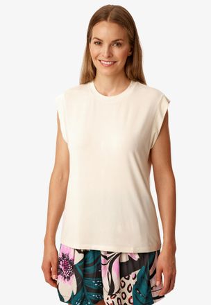 Schiesser Pyjamaoberteil SCHIESSER Mix + Relax, Damen, Gr. 34, 104, wei&szlig;, Single Jersey, Obermaterial: 95% Modal, 5% Elasthan, bequem h&uuml;ftlang, Rundhals, Shirts