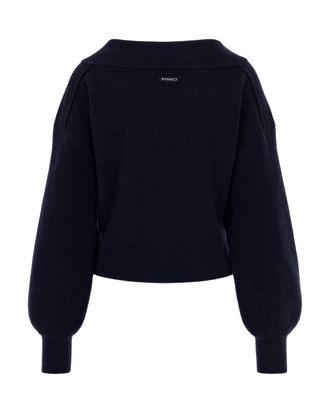 Pinko Womens Wool Jumper V-Neck Navy Dark Blue Jumpers Sweater