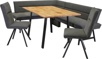 HOME AFFAIRE Eckbankgruppe »Sava« Set, 4 Stk. tlg. Eckbank mit Wellenfederung im Sitz, Tisch Massiv Eiche