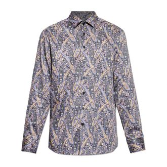 Etro Shirt met patroon - Heren - Casual Overhemden - Paars - 2XL - Katoen - Overhemden