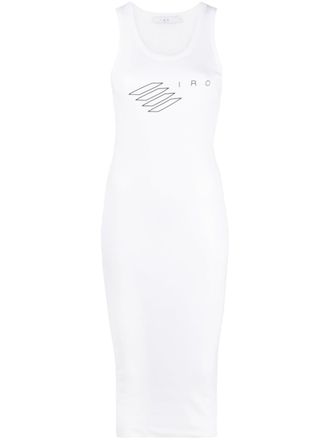 Iro logo-print fitted dress - White