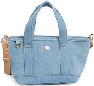 Nanette Lepore Small Convertible Denim Twill Satchel with Accessories in Blue Jeans Denim at Nordstrom Rack