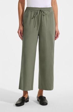 Lands End Sport Knit Pull On Drawstring Wide Leg Crop Pants in Sage at Nordstrom, Size X-Large Short