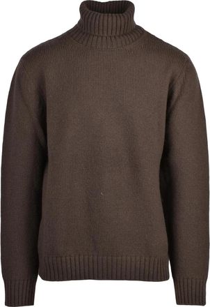 Eleventy High Neck Wool Sweater With Ribbed Detailing