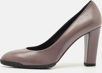 Tod's Tods Dark Lilac Leather Block Heel Pumps