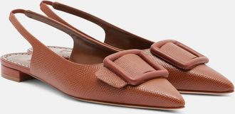 Manolo Blahnik Maylura croc-effect leather slingback flats