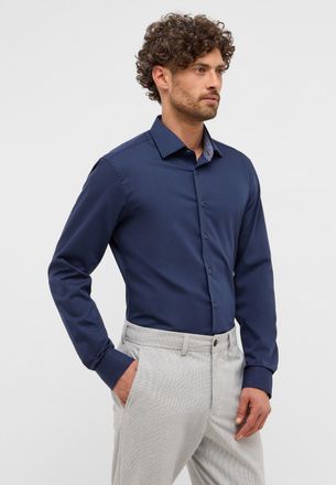 Eterna Langarmhemd ETERNA SLIM FIT, Herren, Gr. 39, Normalgr&ouml;ssen, blau (navy), Twill, 46% Baumwolle, 8% Elasthan, 46% Polyester, schmal, Manschette, Hemden 