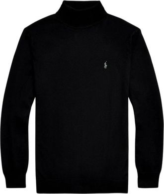 Polo Ralph Lauren Turtlenecks, male, Black, Size: XL Wool turtleneck sweater