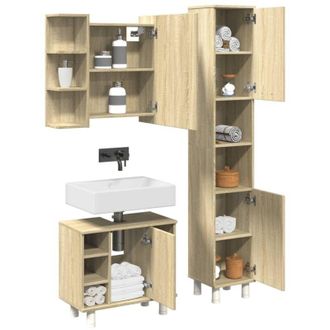 vidaXL Vidaxl - Set De Muebles De Ba&ntilde;o 3 Pzas Madera Contrachapada Roble Sonoma