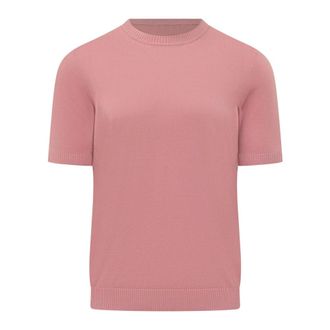 Malo Round-neck Knitwear, male, Pink, Size: 3XL Fine knit crew neck short sleeve sweater